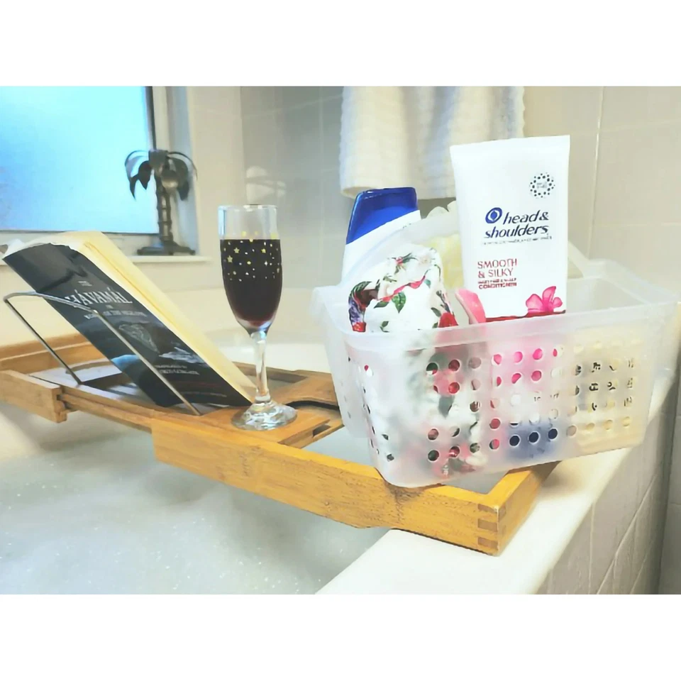 Carrito de ducha portátil pequeño Mainstays plástico escarchado Foto 2 de 4