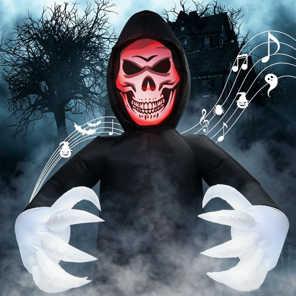 7.7FT Inflatables Grim Reaper, Halloween Giant Scary Blow up Decoration ...