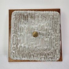 Vintage Deckenlampe Wandlampe Eisglas Holz Sockel Deckenleuchte 60er 70er