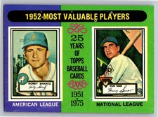 1975 Topps - #190 Bobby Shantz, Hank Sauer EX