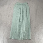 Liv Linen Midi Skirt Womens Small Green Elastic Waist Pockets Made In USA Summer