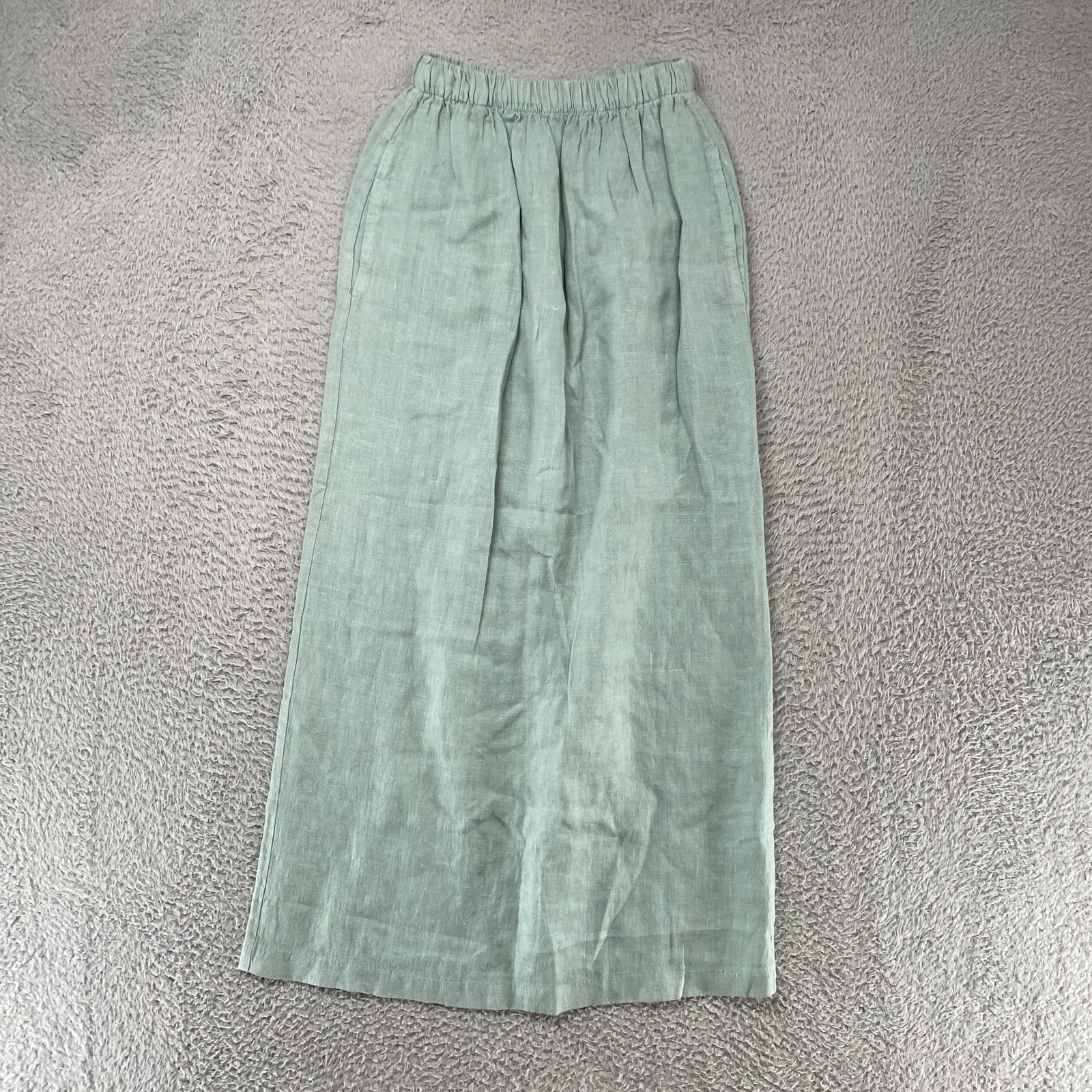 Liv Linen Midi Skirt Womens Small Green Elastic Waist Pockets Made In USA Summer
Opens in a new wind
