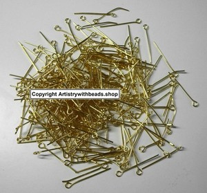 Authentic Rosary links eye pins earrings links 1 3/8" Gold plated eye pins 300 FEP005C