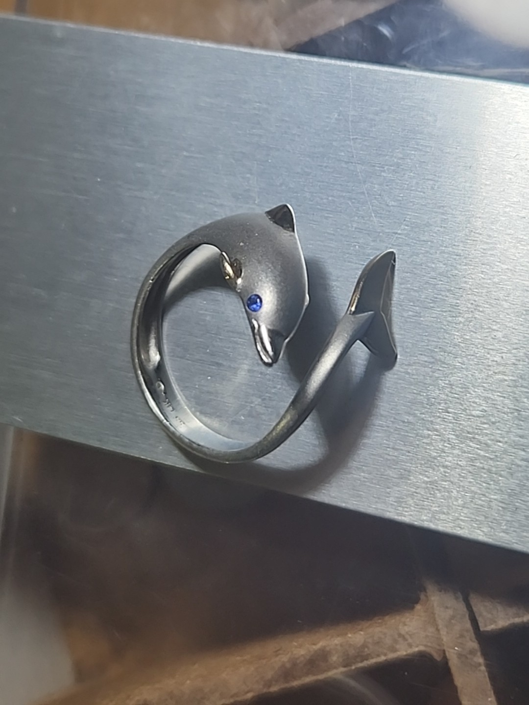 Adjustable Small Dolphin Ring - Sterling Silver a… - image 3