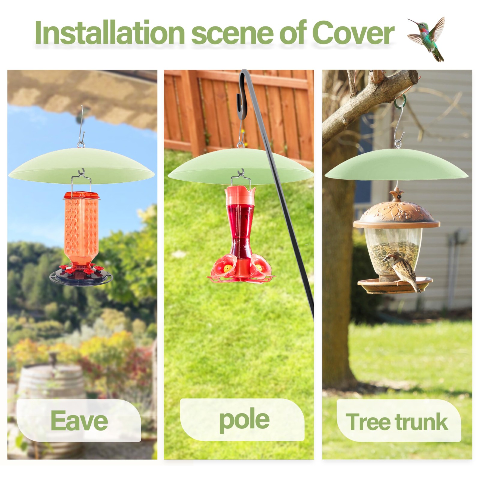 13" Bird Feeder Rain Guard, Hummingbird Feeder Shade Dome Cover, Hanging Squi...