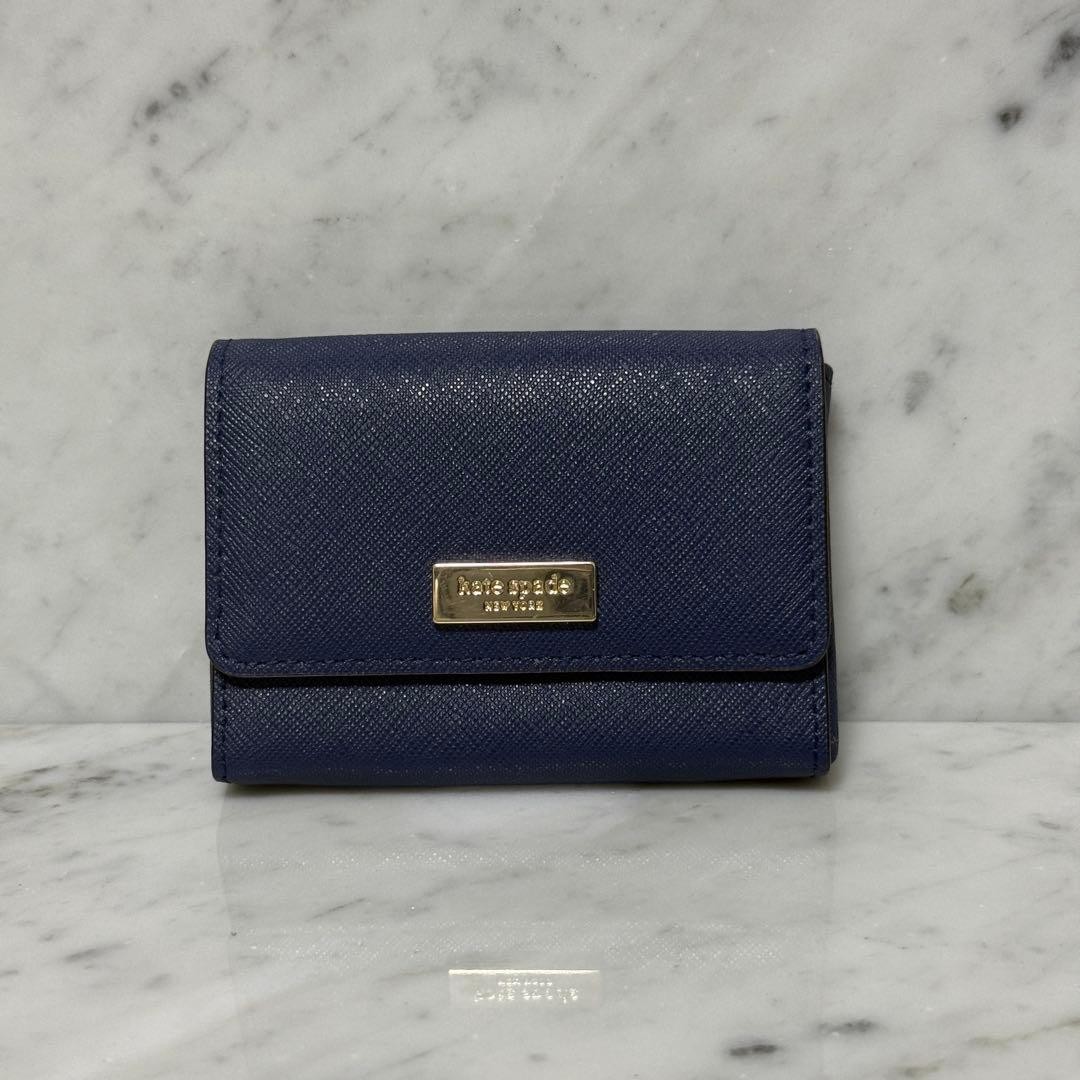 Kate Spade Genuine Leather Card Case, Navy