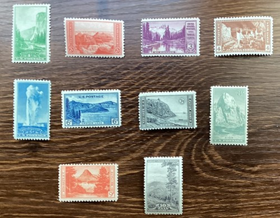 #ad US STAMPS Farley Perf National Parks 1 10 Cents SC# 740 749 MNH MH $8.00