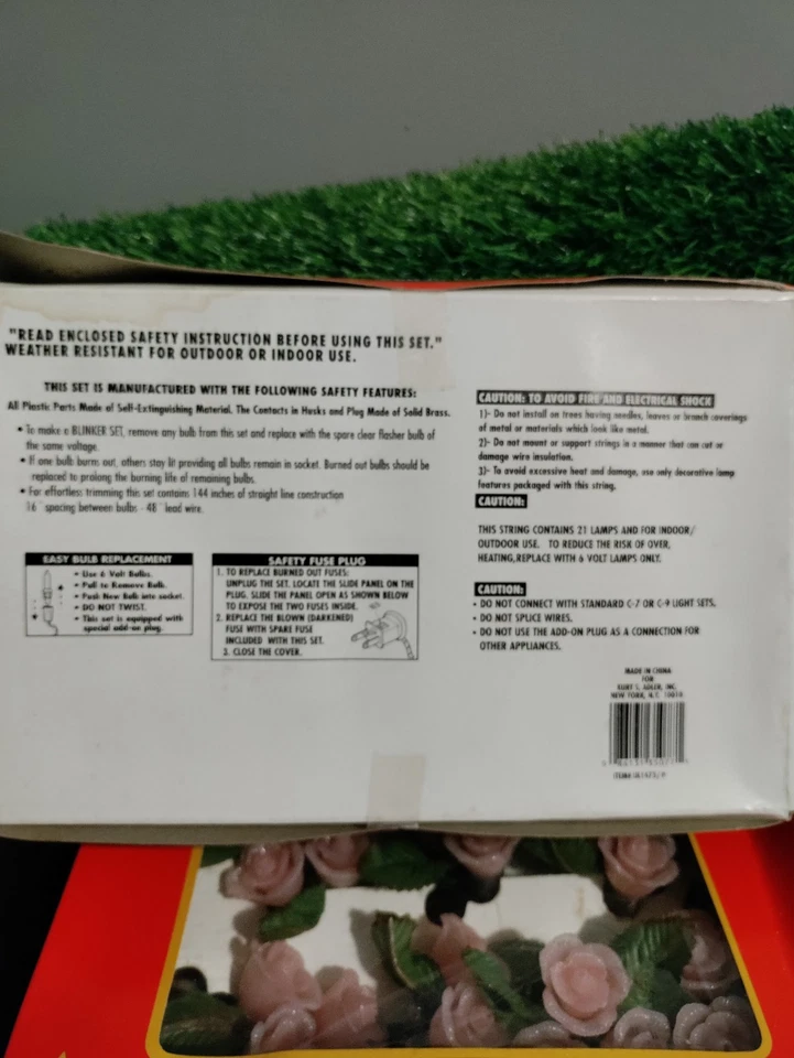 2 VINTAGE  CHRISTMAS - Kurt S. Adler 21 String Light Rose Set Pink Original Box - Image 4 of 4