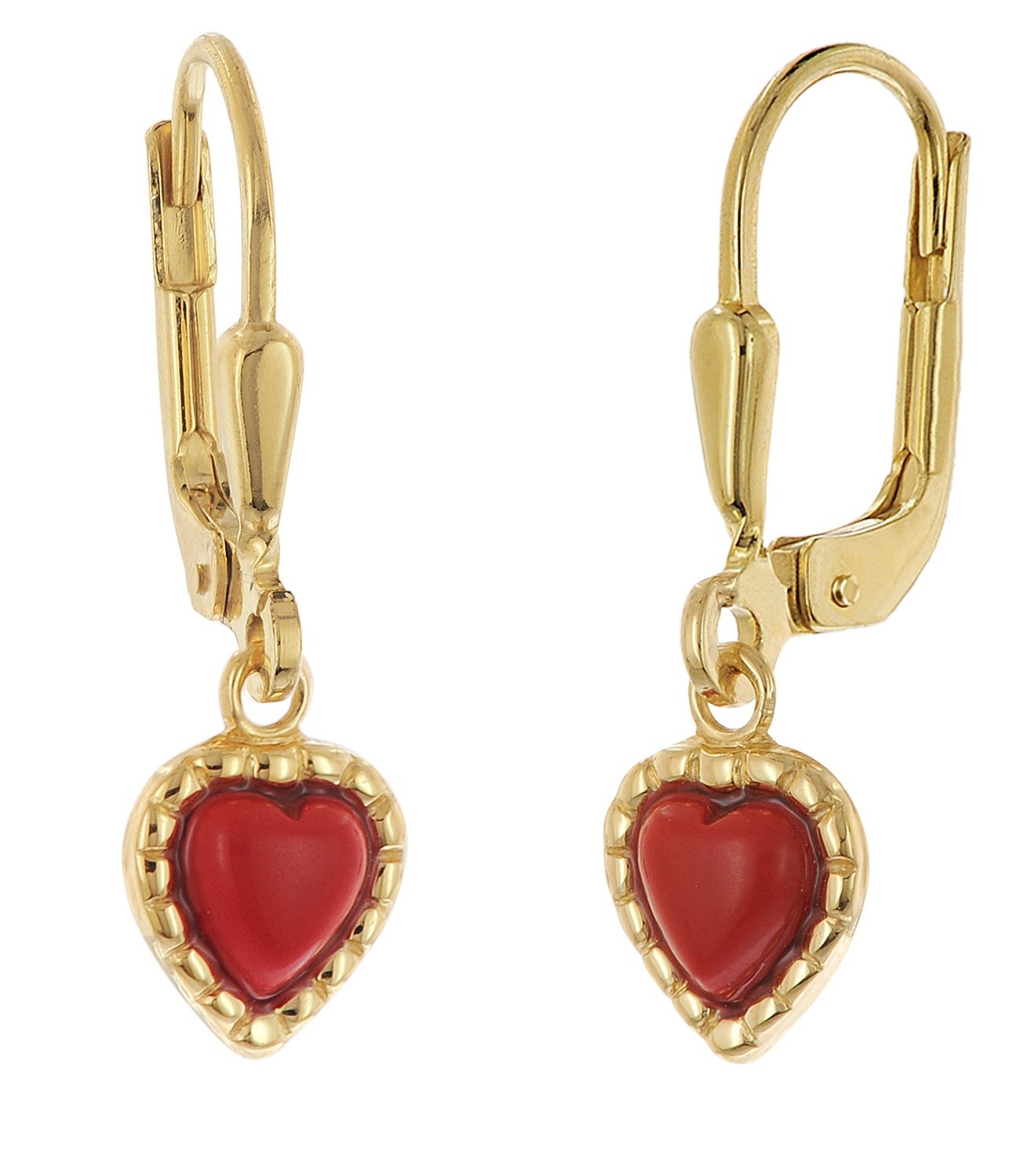 TRENDOR Schmuck Kinder-Ohrringe Gold 3338K Ohrhnger Mit Roten Herzen 28590 27790₽
