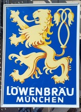 Original Löwenbräu München Emailschild 60x80cm Top Zustand