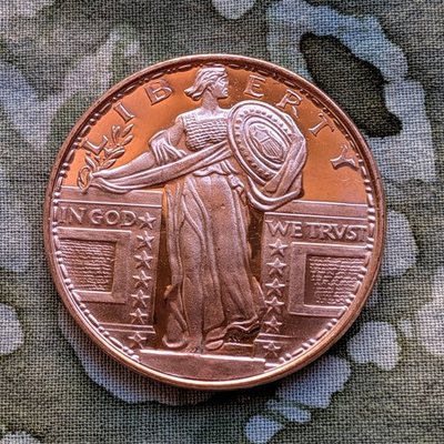 #ad #ad Standing Liberty One oz .999 Fine Copper round $9.95