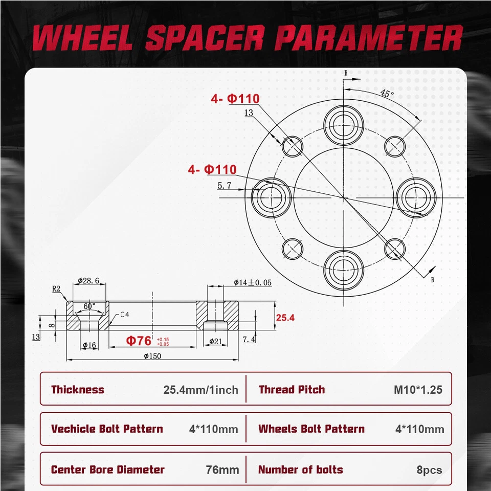 4PCS 1" | 4x110 Wheel Spacers For Honda Rancher 350 400 420 Recon 250 Rincon 650 Foto 2 de 4