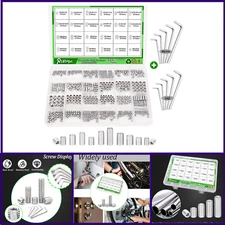 525 PCS Set Screw Assortment Kit Metric + SAE 24 Size 304 Stainless Steel Grub
