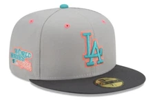 New Era Los Angeles Dodgers 1981 WS Patch Fitted Hat Gray Size 8 Pink Brim
