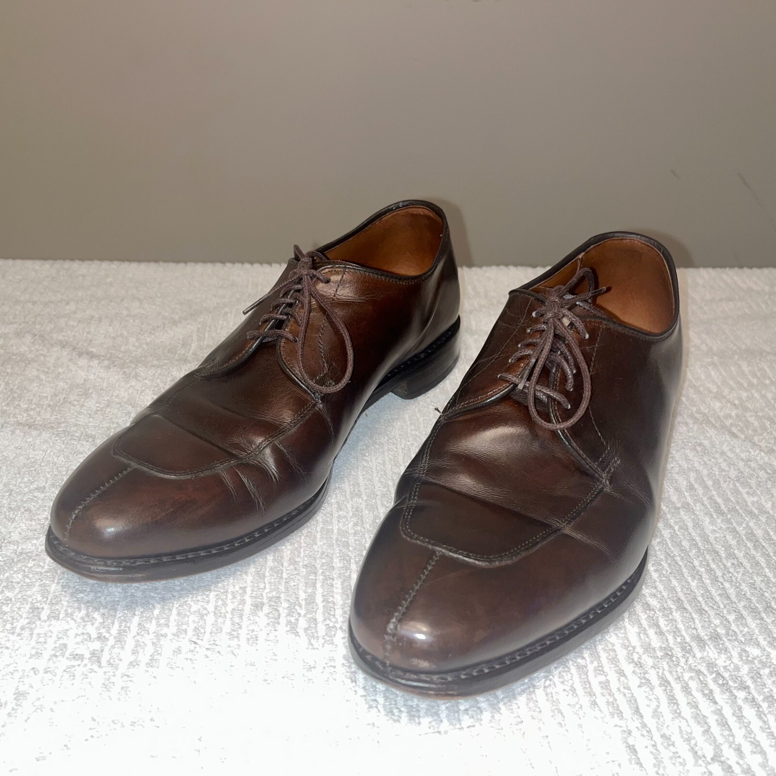 SAOLA Allen Edmonds Uomo 10D Delray Marrone Scuro Derby Suola in Pelle
