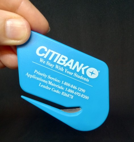 Vintage CITIBANK We Stay With Your Students BLUE Plastic Letter Opener 3" x 2" - Picture 4 of 4