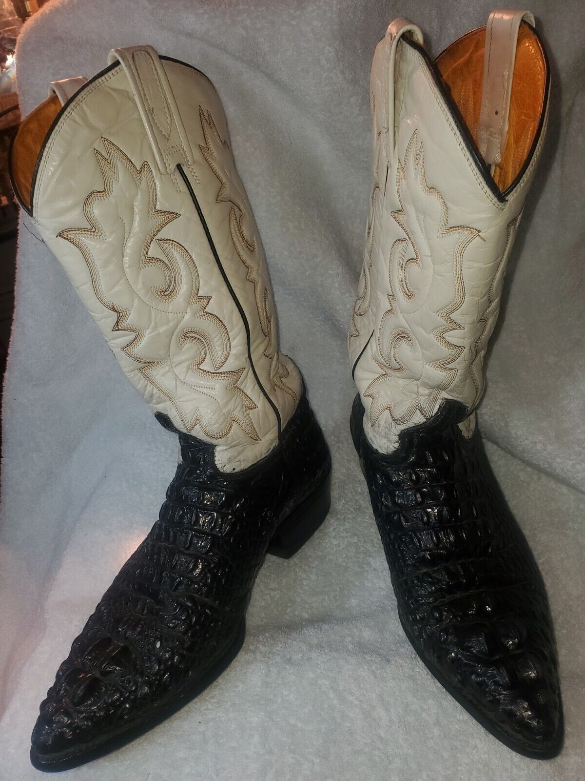 Botas Jaca Men Leather Cowboy Boots Size 27.5/8.5 Ostrich Pattern eBay