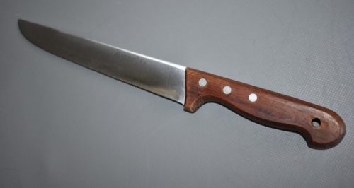Cuchillo antiguo grande cuchillo de cocina fundidor 7300 mango de madera 22 cm corte ondulado #D5 - Imagen 1 de 8