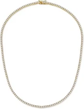 Unisex Skinny Tennis Necklace Gold Finish Cubic Zirconia 2mm Chain/Bracelet