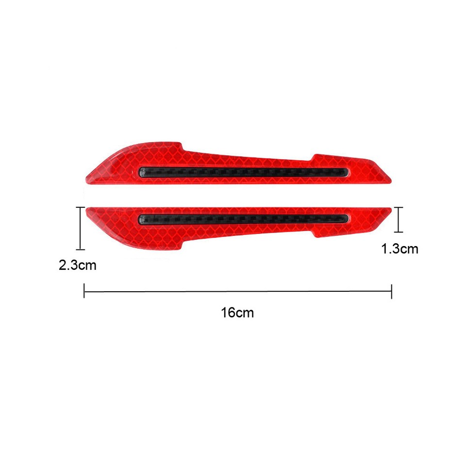 2x Red Reflective Carbon Fiber Car Side Mirror Warning Molding - Foto 6