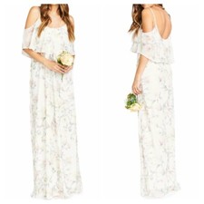 NWT $178 SHOW ME YOUR MUMU Ivory Caitlin Ruffle Maxi Dress Size Large C1908