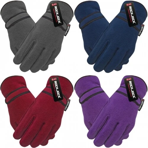 Ladies Thermal Lined Polar Fleece Winter Gloves Rock Jock R40 Thermal Insulation