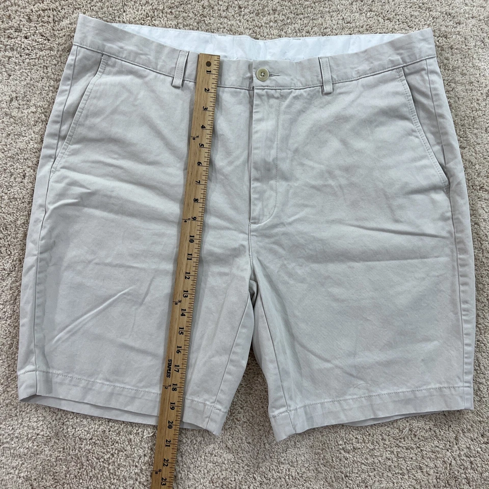 Pantalones Cortos Informales Roundtree York Para Hombre 40 Caqui Beige Frente Plano Chino Foto 3 de 4