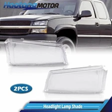Fits 2003-2007 Chevy Silverado 2PC Chrome Housing Clear Headlights Lens Cover