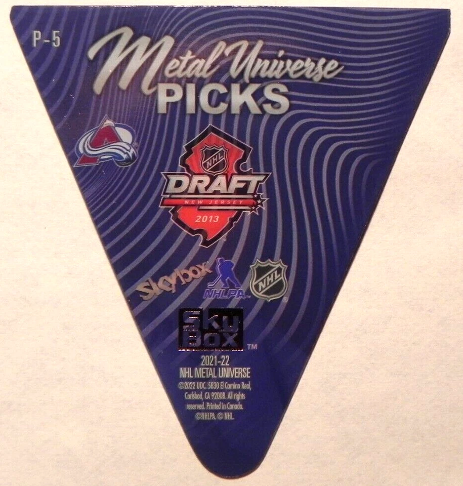 2021-22 21/22 Skybox Metal Universe Picks Acetate P-5 Nathan MacKinnon Avalanche - Image 2 of 2