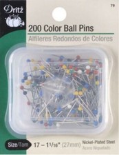 Dritz 79 - Color Ball Pins - 1 1/16" 200 ct