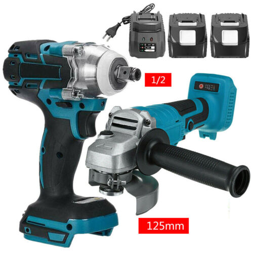 125mm Angle Grinder + Impact Wrench Cordless Tool Combo Kit Brushless Fit Makita