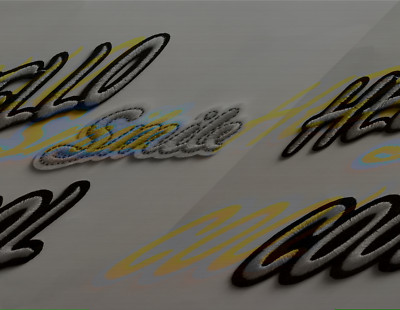 Worte HELLO COOL SMILE zum Aufbügeln Aufnähen voll bestickt Patch Applikationen Abzeichen