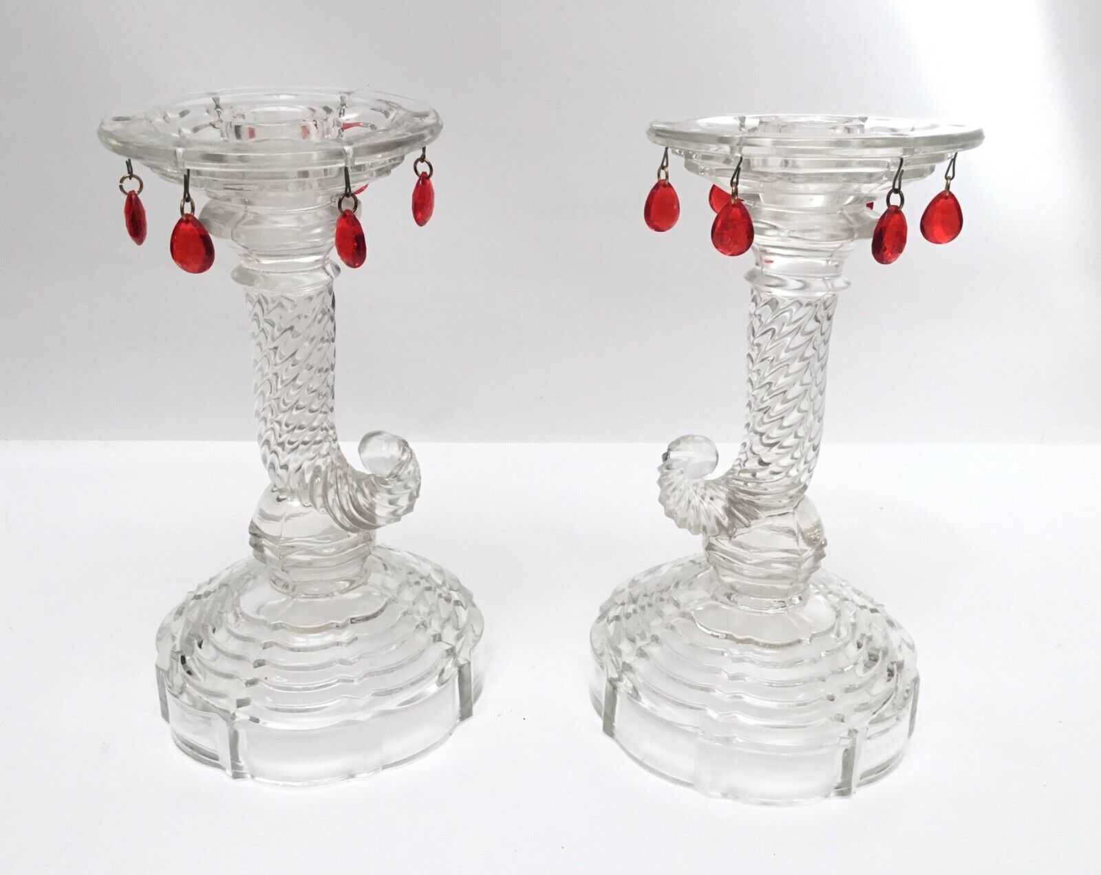 Vintage Pair of Christmas Stocking Over item handling ☆ Candlesticks Candle Regular dealer Hol Glass
