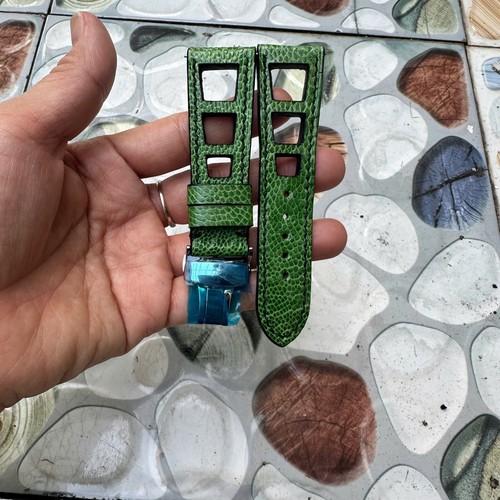 24mm/22mm Genuine Real GREEN Epsom CalfSkin Leather Padded Watch Strap Band - Picture 8 of 14