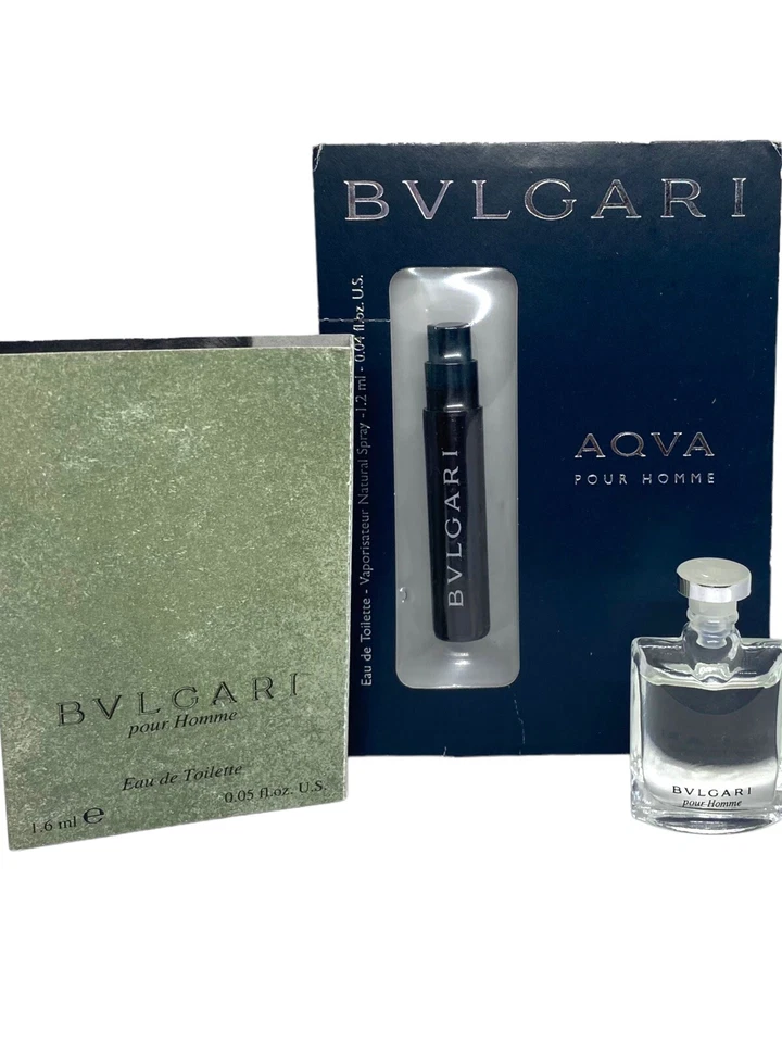 Bvlgari Pour Homme туалетная вода брызги 0,12 унц + Bvlgari залить Homme флаконы лот - Изображение 2 из 4