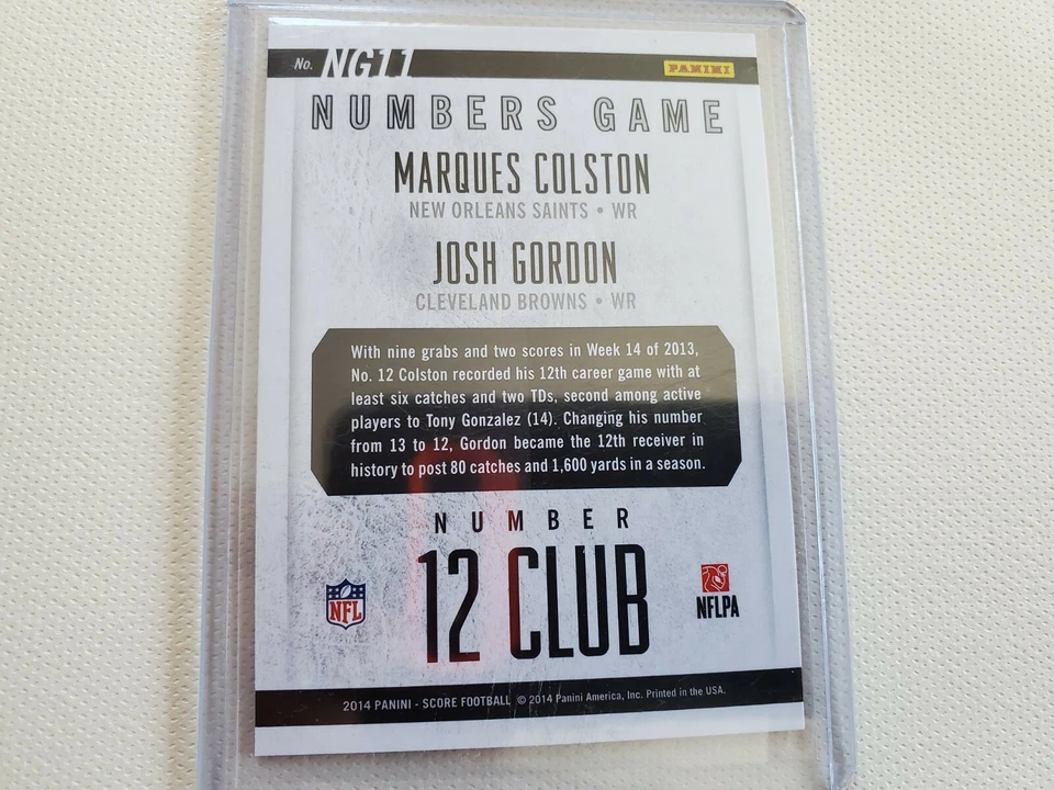 2014 Score Numbers Game #NG11 Marques Colston/Josh Gordon..Mint! - Image 2 of 2