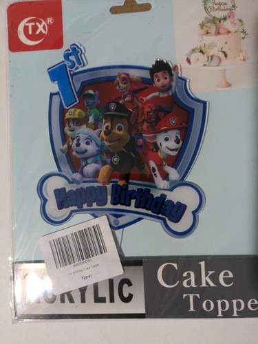 Paw Patrol Acrylic 1st Birthday Cake Topper - Picture 3 of 4