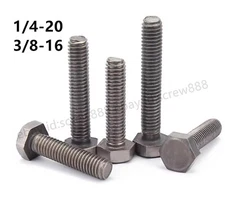 10 Pcs Titanium GR2 Hexagon Bolts Hex Head Cap Screws 1/4"-20 3/8"-16 *15-70mm