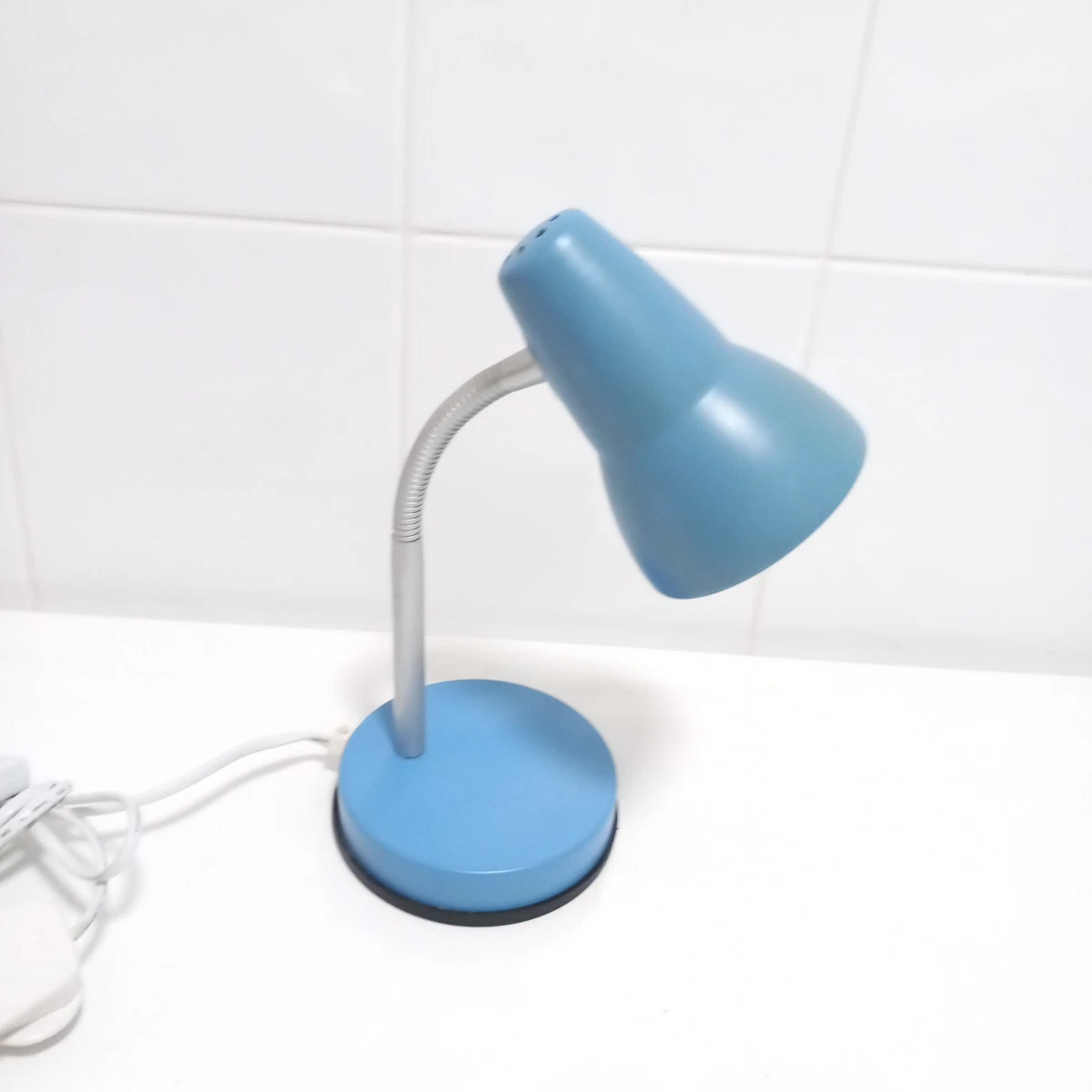 Vintage Retro Woolworths Blue Powder Blue Desk Lamp Table Lamp