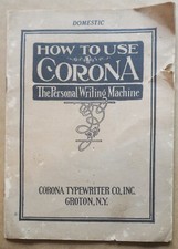 c. `1918 Vintage How To Use Corona Typewriter Users Manual Booklet,complete,good
