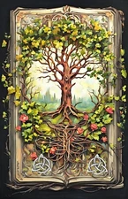 ACEO Mythology artist trading card knots tree of life nature 2.5x3.5