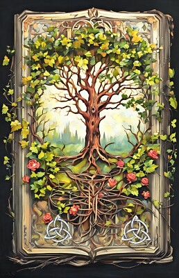 ACEO Mythology artist trading card knots tree of life nature 2.5x3.5