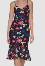 Guess Women's Black Floral Embroidered Lace Midi Dress Size 14