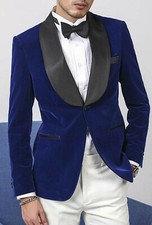 Men Royal Blue Smoking Jacket Designer Wedding Groom Tuxedo Party Wear Blazers