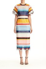 NWT. $2490 CAROLINA HERRERA Open Weave Striped Dress Sz 2