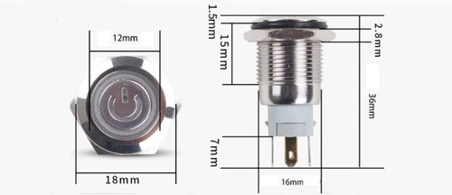 16mm 120V LED ON OFF Stainless Steel Push Button Power Switch NO/NC