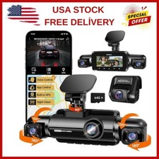 360  Dash Cam Front and Rear Inside, 4 Channel FHD 4  1080P, Wi-Fi GPS Voice Co