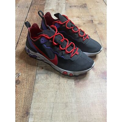 Nike React Element 55 Black University Red Purple CQ9903-001 Men s Size 9.5