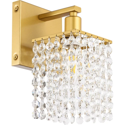 Crystal Wall Sconce Light Fixture Bathroom Vanity Foyer Dining Room Brass Color - Picture 8 of 12