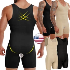 Mens Slimming Underwear Tummy Control Body Shaper Hi-Compression Skinny Bodysuit